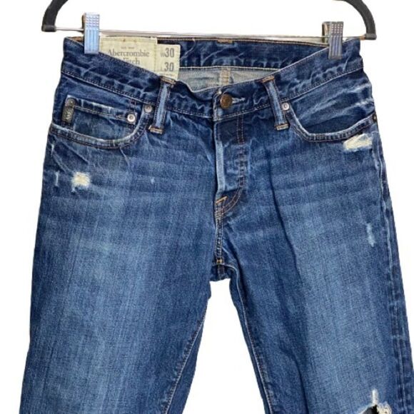 Abercrombie & Fitch button fly slim straight distressed jeans 30 X 30 - Picture 5 of 16
